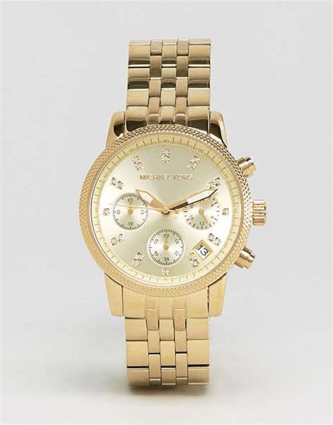 Michael Kors Ritz Glitz Gold Chronograph Watch 